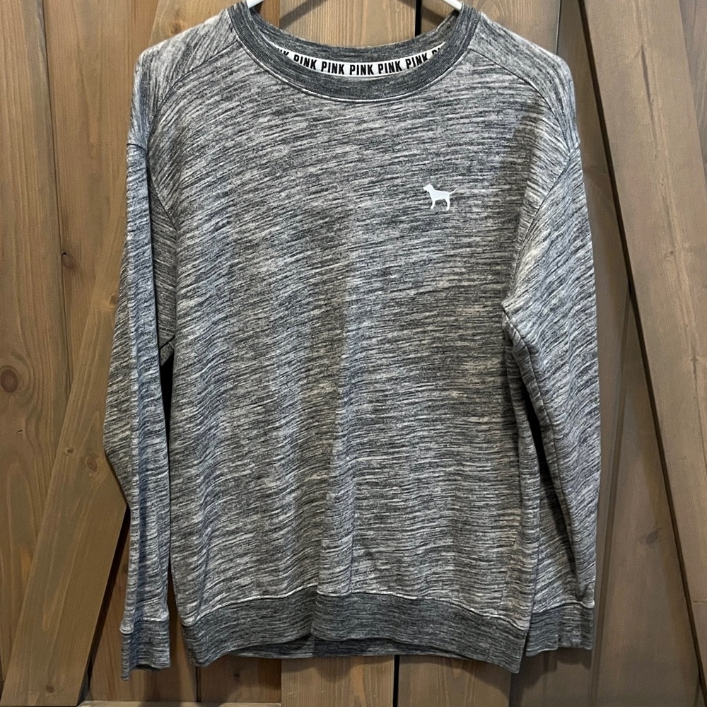 PINK Victoria's Secret Men's Heathered Gray Crewneck Sweater